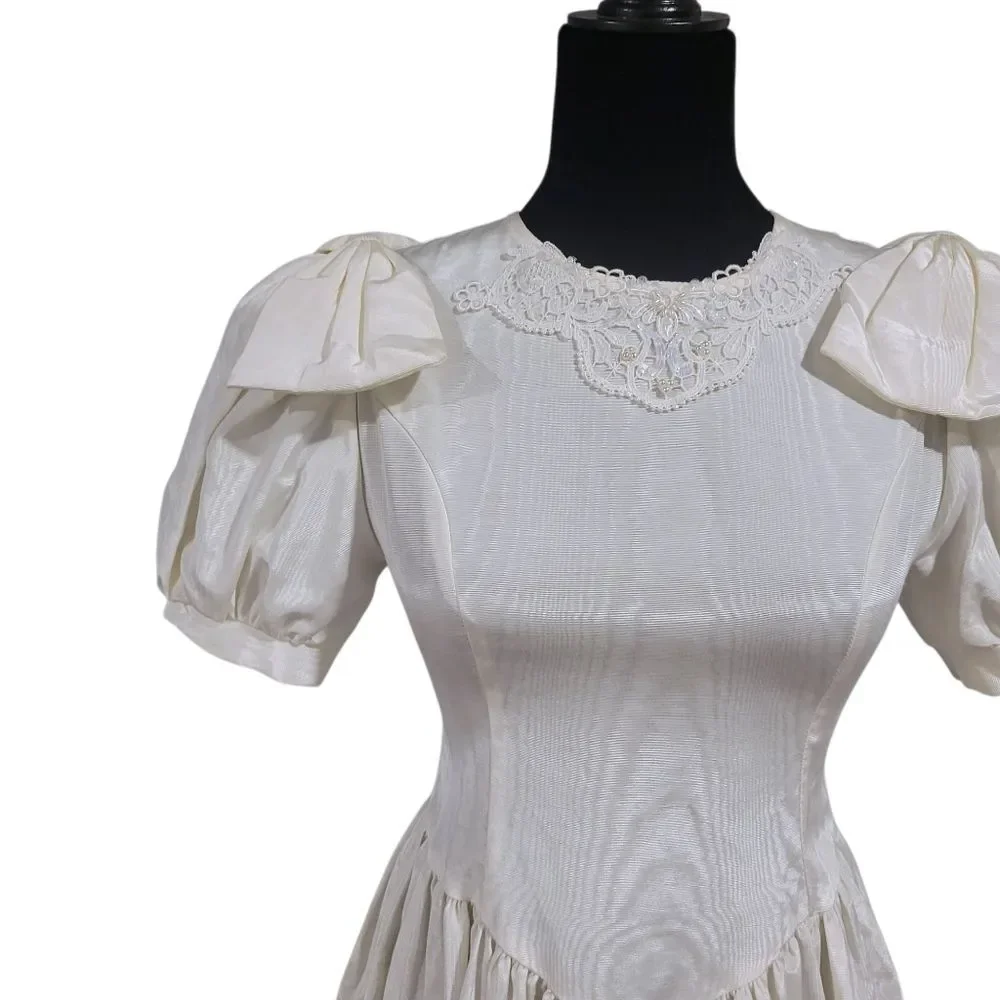 Gunne Sax Vintage 70s White Prairie Cottagecore Dress Size XS COTTAGECORE - Picture 2 of 7